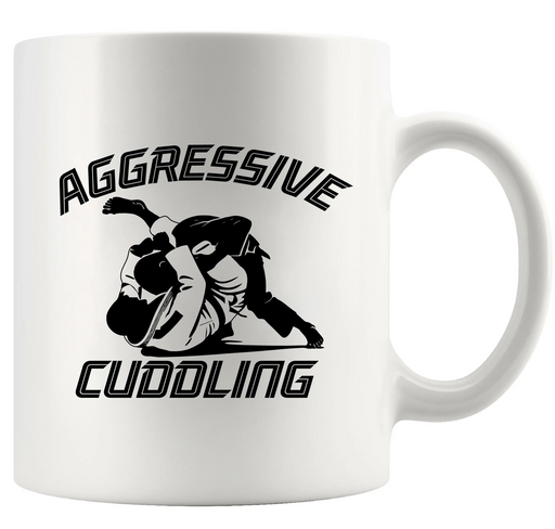 Jiu Jitsu Aggressive Cuddling Ceramic Mug 11 oz White - Panvola