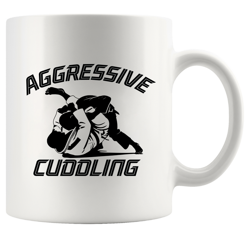 Jiu Jitsu Aggressive Cuddling Ceramic Mug 11 oz White