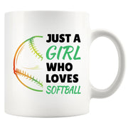 Just A Girl Who Loves Softball Ceramic Mug 11 oz White - Panvola