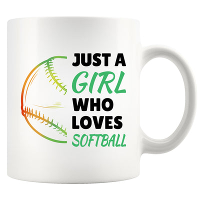 Just A Girl Who Loves Softball Ceramic Mug 11 oz White