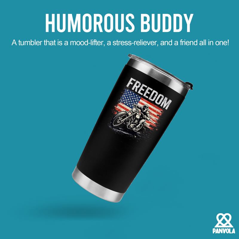 Freedom Motorcycle USA Flag Motorcycle Tumbler 20oz Black