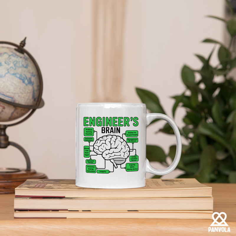 Panvola Engineer's Brain Ceramic Mug 11oz White