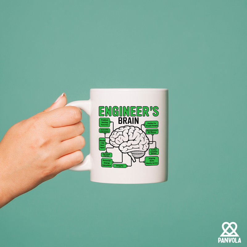 Panvola Engineer's Brain Ceramic Mug 11oz White