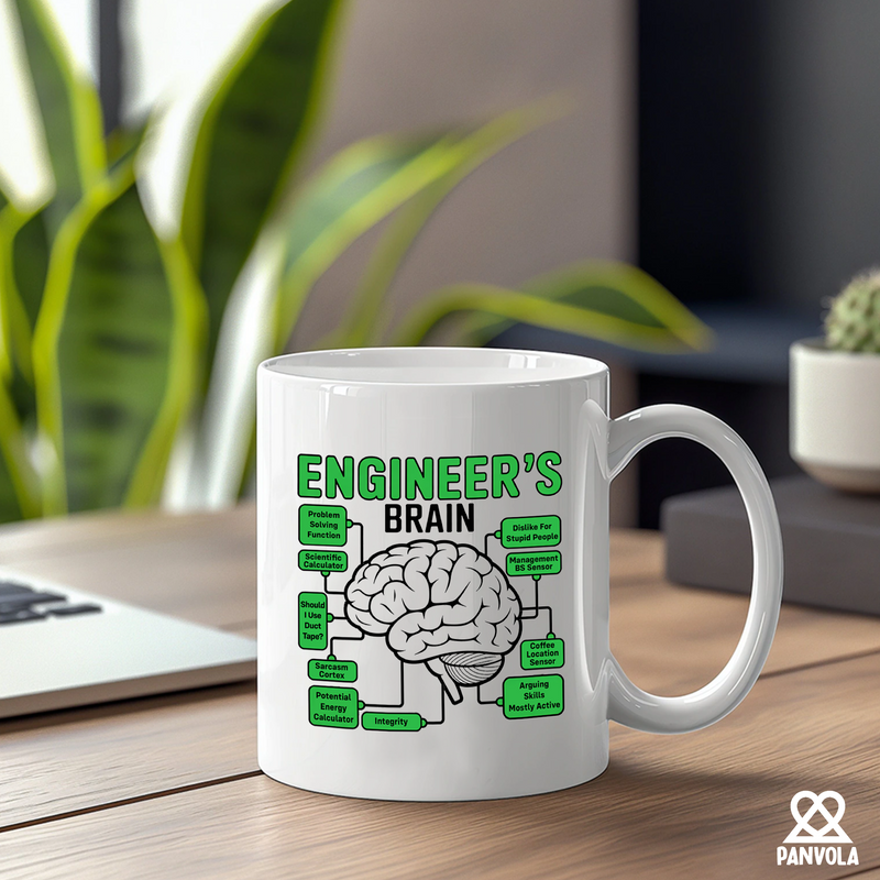 Panvola Engineer's Brain Ceramic Mug 11oz White