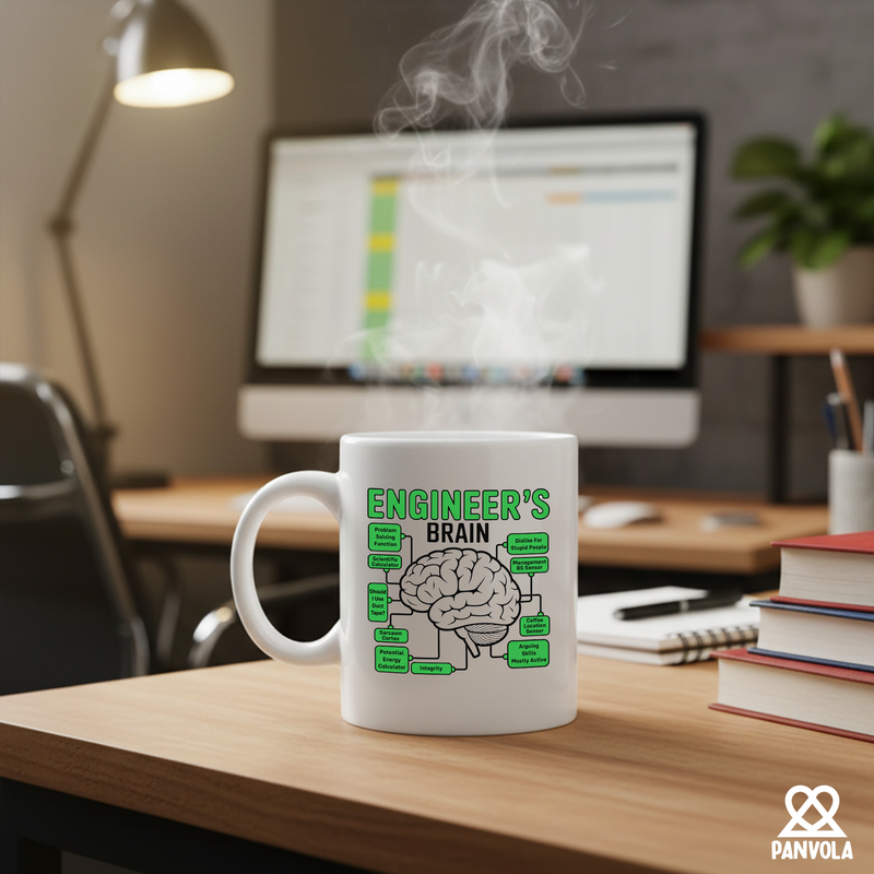 Panvola Engineer's Brain Ceramic Mug 11oz White