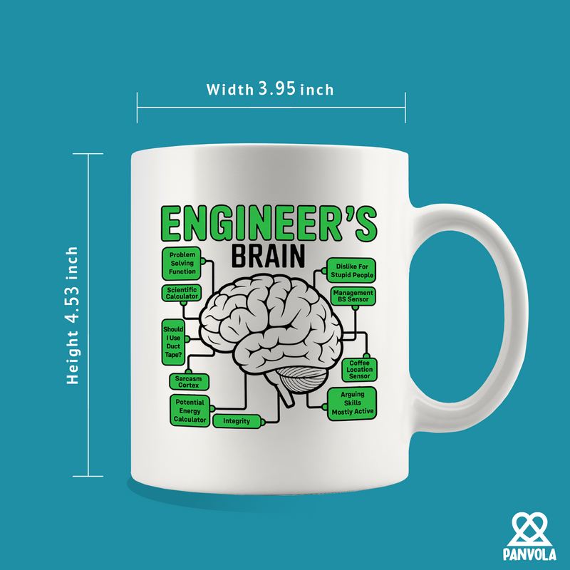 Panvola Engineer's Brain Ceramic Mug 11oz White
