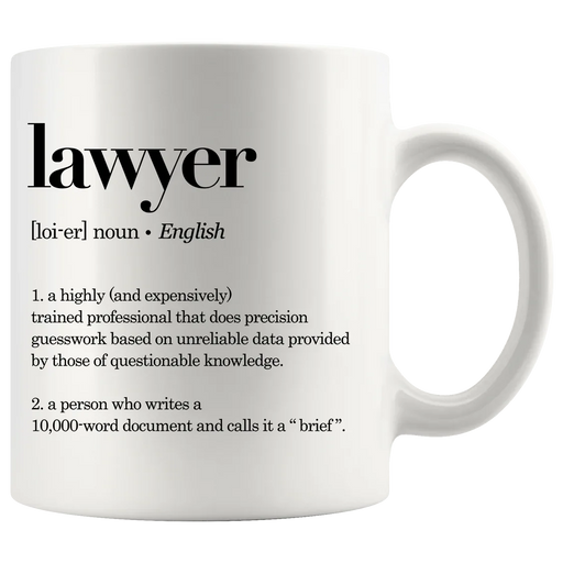Lawyer Definition Mug Law Student Coffee Cup 11oz White - Panvola
