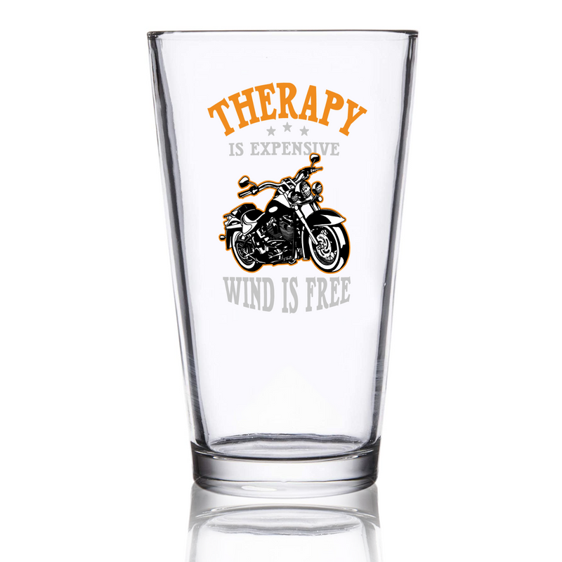 Panvola Therapy Is Expensive Wind Is Free Beer Glass 16 oz