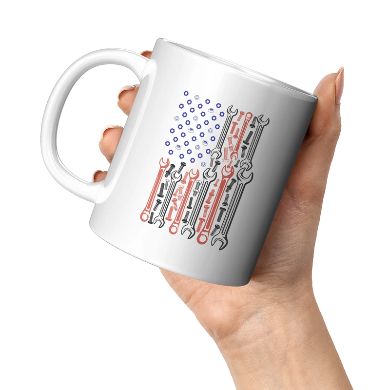Mechanic Flag Ceramic Mug 11 oz White - Panvola