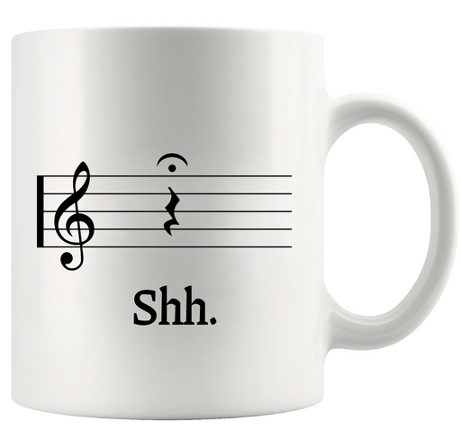 Music Shh Ceramic Mug 11 oz White - Panvola