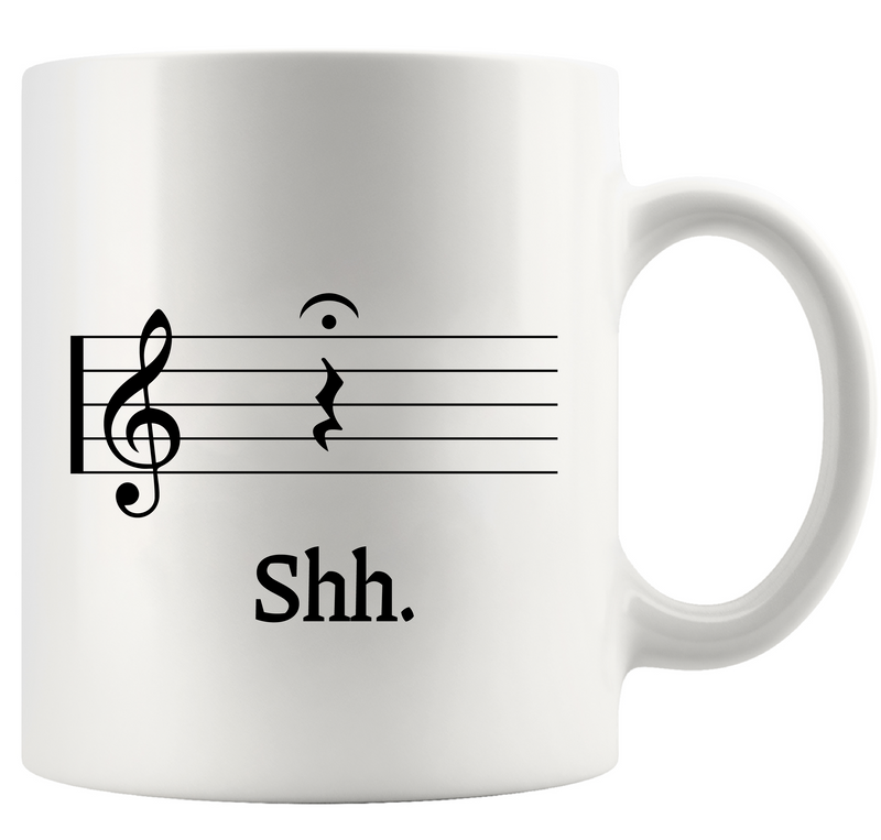 Music Shh Ceramic Mug 11 oz White