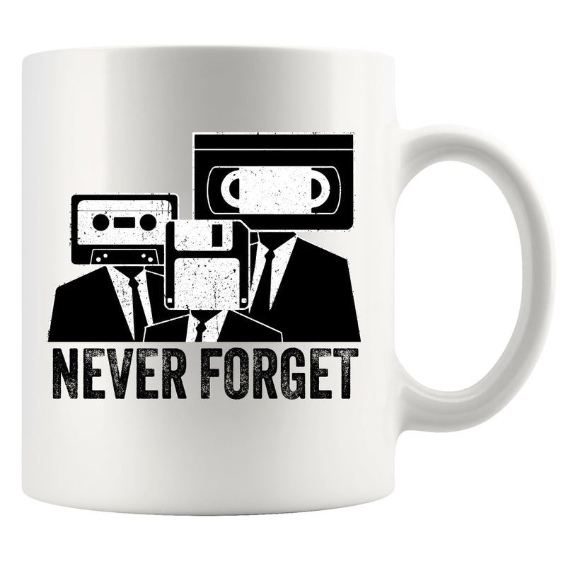 Never Forget Cassette Tape VHS Ceramic Mug 11 oz White.