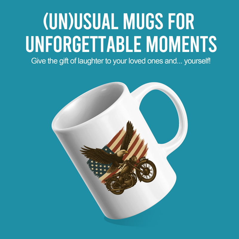American Flag Eagle Motorcycle Gift Ceramic Mug 11 oz White