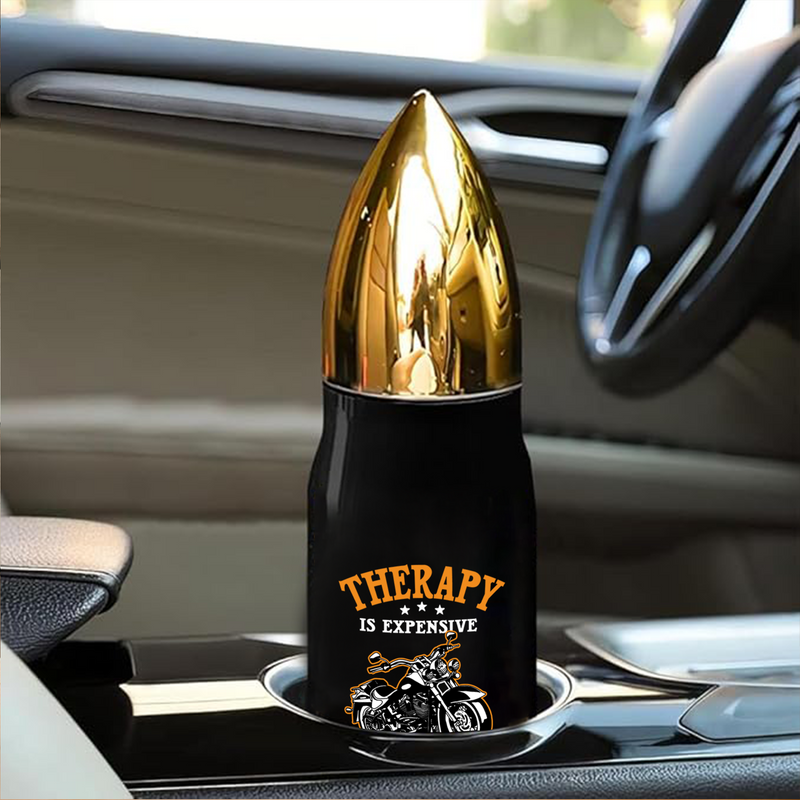 Panvola Therapy Is Expensive Wind Is Free Motorcycle Bullet Tumbler 17oz Black
