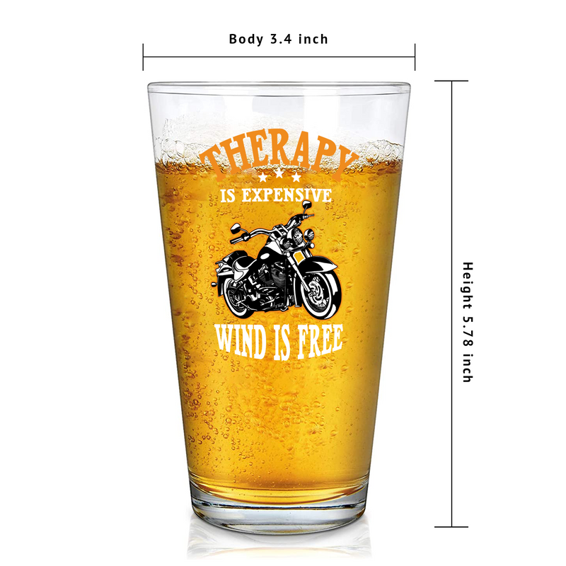 Panvola Therapy Is Expensive Wind Is Free Beer Glass 16 oz