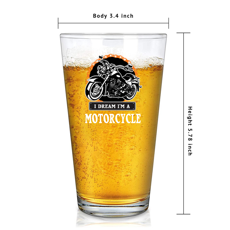 I Don't Snore I Dream I'm A Motorcycle Rider Gift Beer Glass 16oz