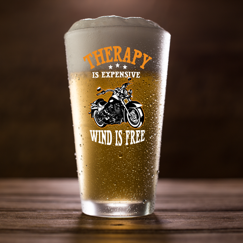 Panvola Therapy Is Expensive Wind Is Free Beer Glass 16 oz