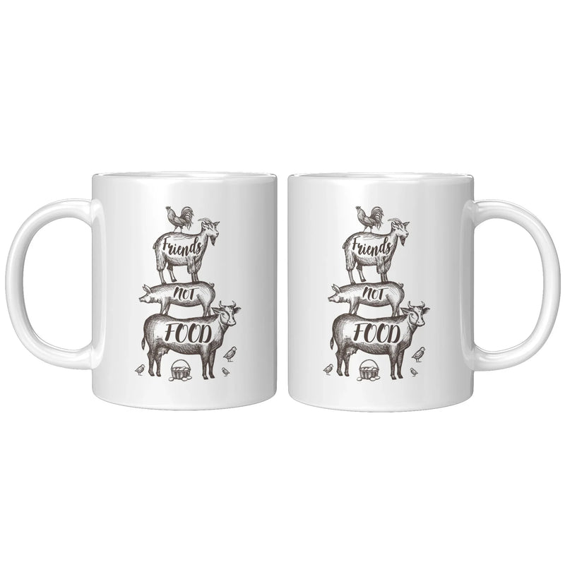Panvola Funny Vegetarian Coffee Mug Vegan Ceramic Mug Friends Not Food Chicken Cow Goat Pig Tea Cup Mug 11oz - Panvola
