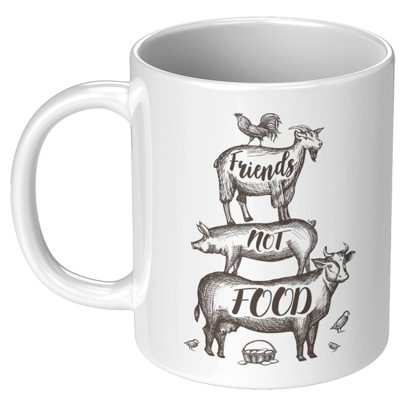 Panvola Funny Vegetarian Coffee Mug Vegan Ceramic Mug Friends Not Food Chicken Cow Goat Pig Tea Cup Mug 11oz - Panvola