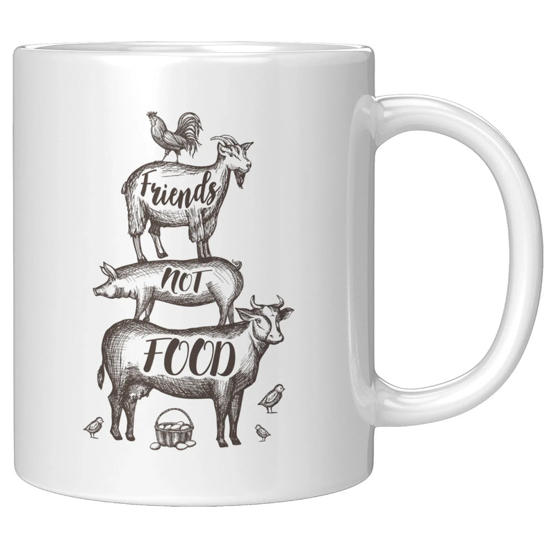 Panvola Funny Vegetarian Coffee Mug Vegan Ceramic Mug Friends Not Food Chicken Cow Goat Pig Tea Cup Mug 11oz - Panvola