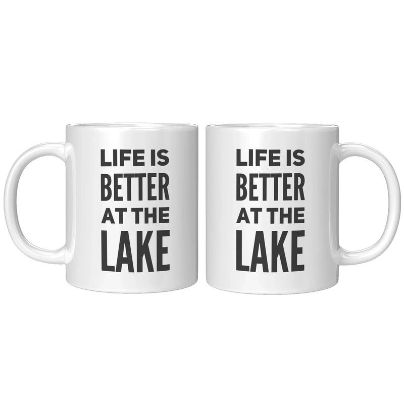 Panvola Life Is Better At The Lake Coffee Mug Gift For Lake Lovers Kayaking Boating Boat Owner's Outdoor Enthusiasts (11oz) White - Panvola
