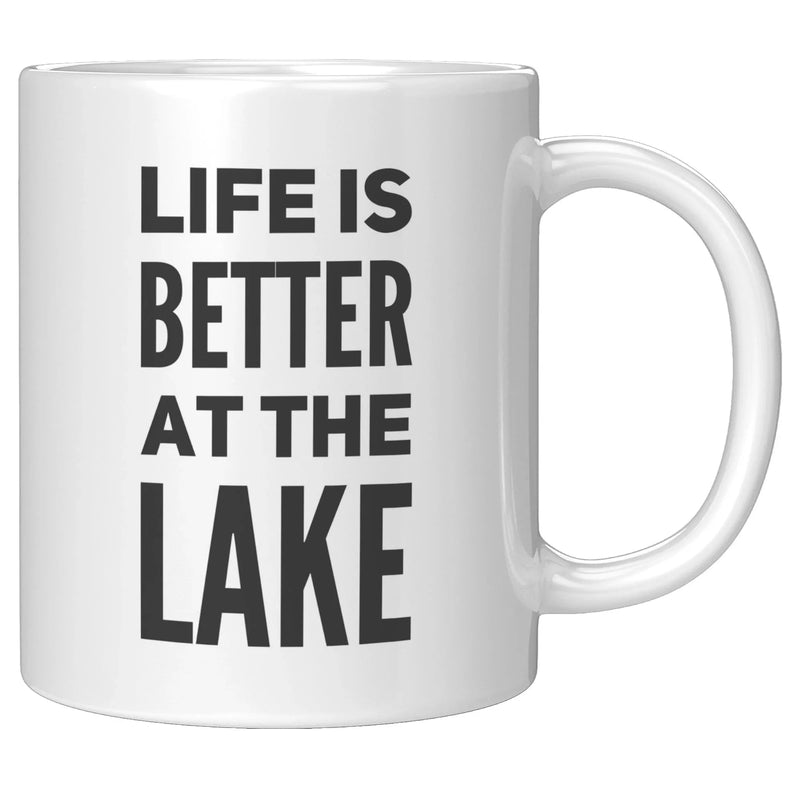 Panvola Life Is Better At The Lake Coffee Mug Gift For Lake Lovers Kayaking Boating Boat Owner's Outdoor Enthusiasts (11oz) White - Panvola