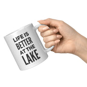 Panvola Life Is Better At The Lake Coffee Mug Gift For Lake Lovers Kayaking Boating Boat Owner's Outdoor Enthusiasts (11oz) White - Panvola