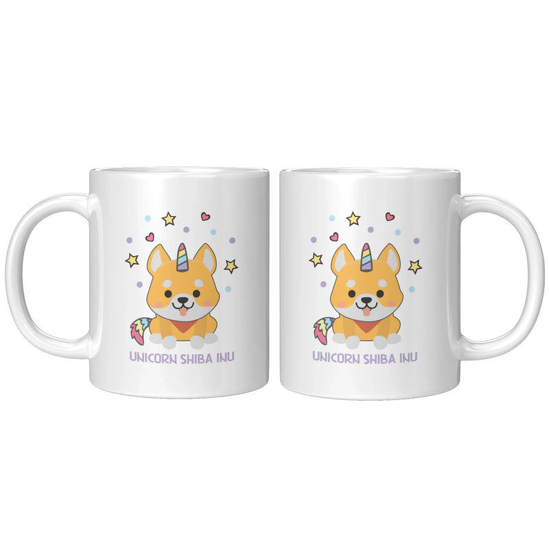 Panvola ShiniCorn Shiba Inu Japanese Dog Coffee Mug Dog Lover Gift For Dog Owners Veterinarian Vet Puppy 11 ounces Ceramic Cup White Novelty - Panvola