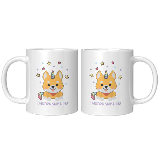 Panvola ShiniCorn Shiba Inu Japanese Dog Coffee Mug Dog Lover Gift For Dog Owners Veterinarian Vet Puppy 11 ounces Ceramic Cup White Novelty - Panvola