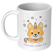 Panvola ShiniCorn Shiba Inu Japanese Dog Coffee Mug Dog Lover Gift For Dog Owners Veterinarian Vet Puppy 11 ounces Ceramic Cup White Novelty - Panvola