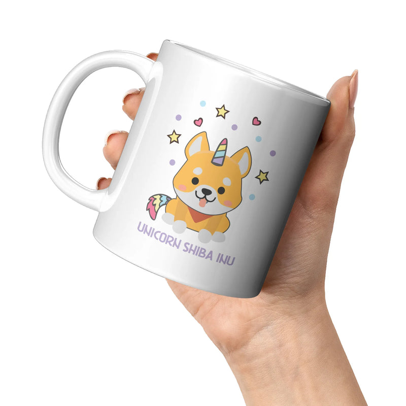 Panvola ShiniCorn Shiba Inu Japanese Dog Coffee Mug Dog Lover Gift For Dog Owners Veterinarian Vet Puppy 11 ounces Ceramic Cup White Novelty - Panvola