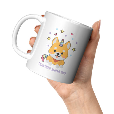 Panvola ShiniCorn Shiba Inu Japanese Dog Coffee Mug Dog Lover Gift For Dog Owners Veterinarian Vet Puppy 11 ounces Ceramic Cup White Novelty
