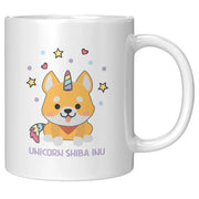 Panvola ShiniCorn Shiba Inu Japanese Dog Coffee Mug Dog Lover Gift For Dog Owners Veterinarian Vet Puppy 11 ounces Ceramic Cup White Novelty - Panvola