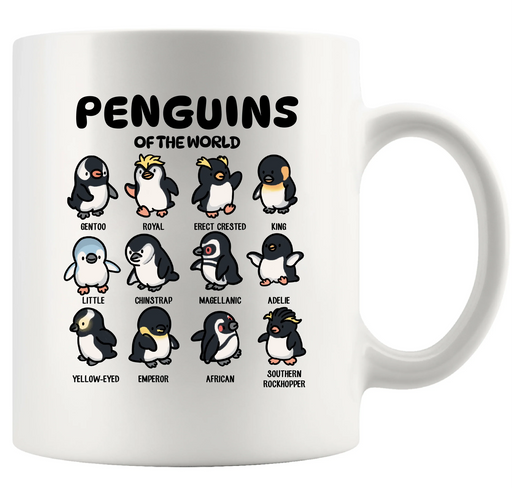 Penguins Of The World Ceramic Mug 11 oz White - Panvola