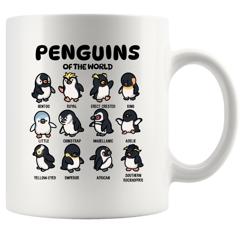 Penguins Of The World Ceramic Mug 11 oz White