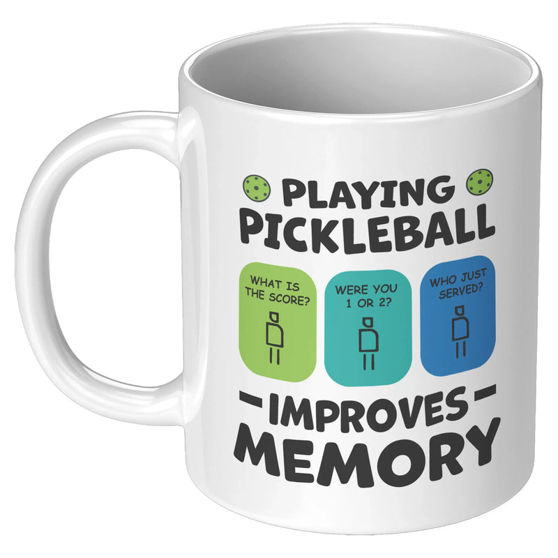Playing Pickleball Improves Memory Ceramic Mug 11 oz White - Panvola