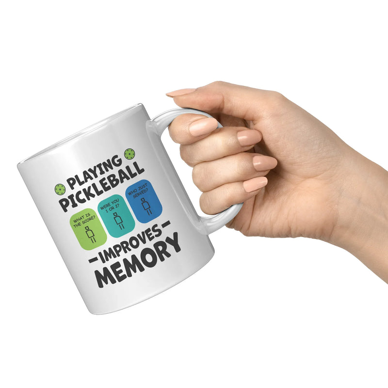 Playing Pickleball Improves Memory Ceramic Mug 11 oz White - Panvola