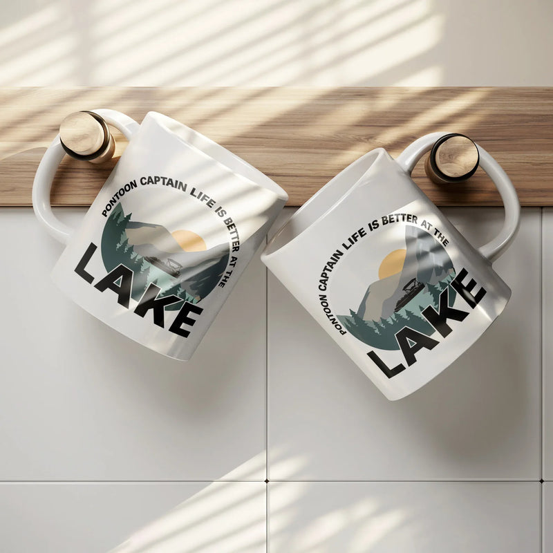 Pontoon Captain Life Is Better At The Lake Ceramic Mug 11 oz White - Panvola