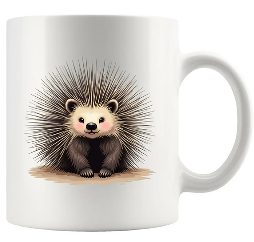 Porcupine Ceramic Mug 11 oz White - Panvola