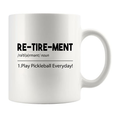 Retirement Definition Mug Pickleball Gifts Ceramic Mug 11 oz White