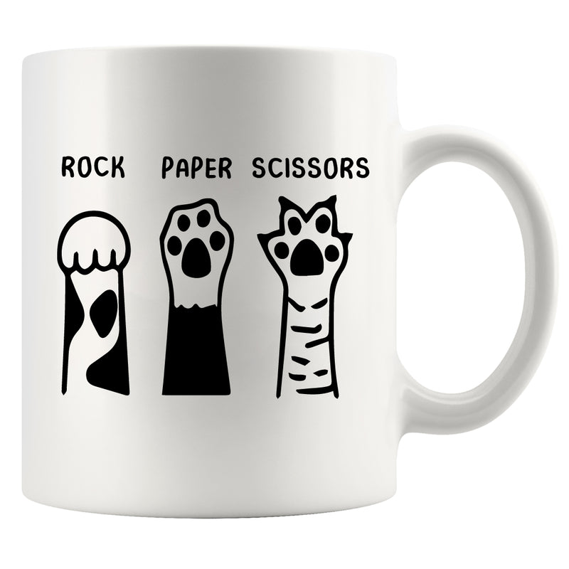 Rock Paper Scissors Ceramic Mug 11 oz White