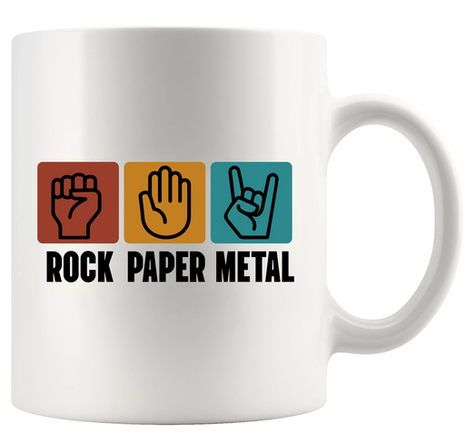 Rock Paper Metal Ceramic Mug 11 oz White - Panvola
