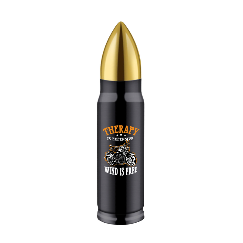 Panvola Therapy Is Expensive Wind Is Free Motorcycle Bullet Tumbler 17oz Black