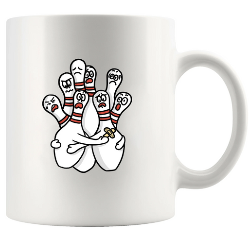 Scared Bowling Pins Ceramic Mug 11 oz White - Panvola