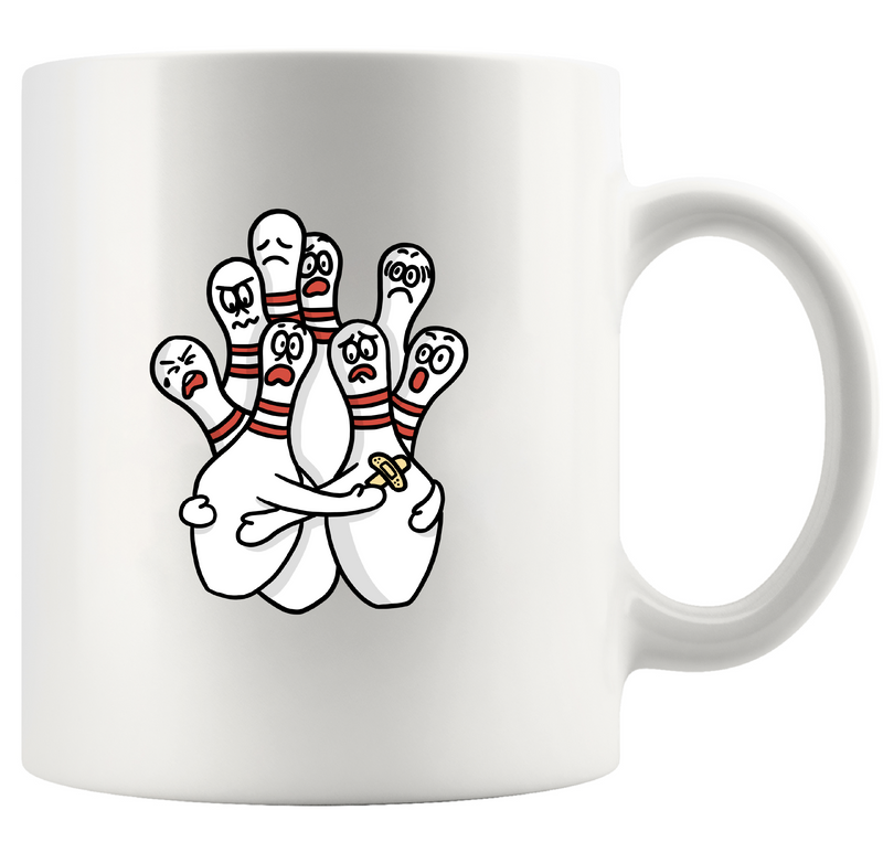 Scared Bowling Pins Ceramic Mug 11 oz White