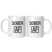 Sober AF Sobriety Recovery Gift Ceramic Mug 11oz White - Panvola