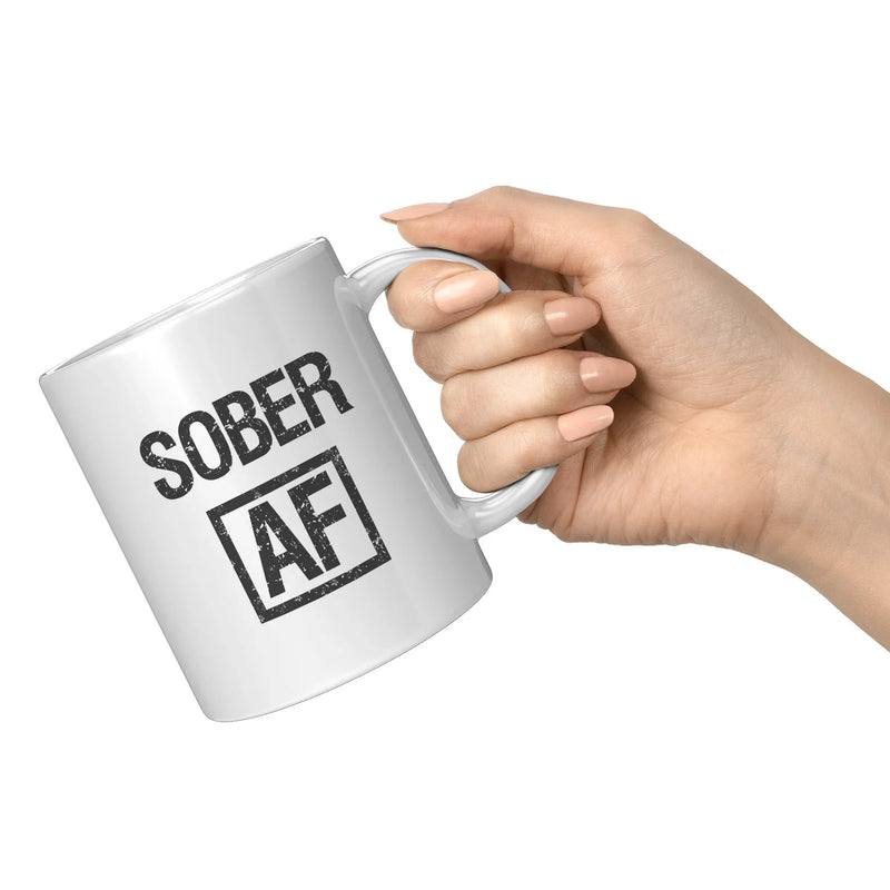 Sober AF Sobriety Recovery Gift Ceramic Mug 11oz White - Panvola
