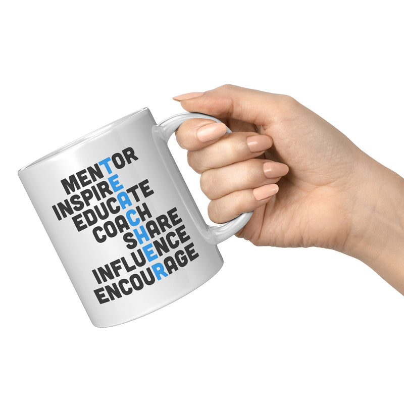 Teacher Gift - Mentor Inspire Educate Teacher Acronym Appreciation Coffee Mug 11 oz