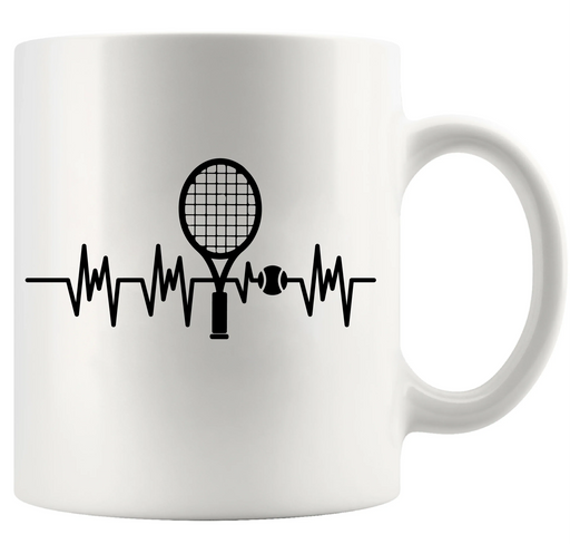 Tennis Heartbeat Ceramic Mug 11 oz White - Panvola