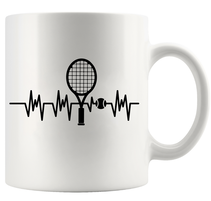 Tennis Heartbeat  Ceramic Mug 11 oz White